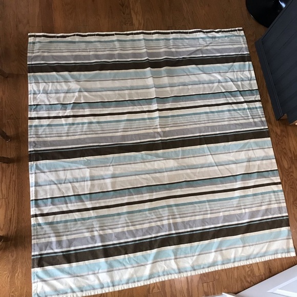 Striped Shower Curtain Beach Brown Tan Aqua Blue stripes - Picture 12 of 14